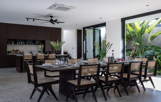 10 seat dining table of villa with kitchen