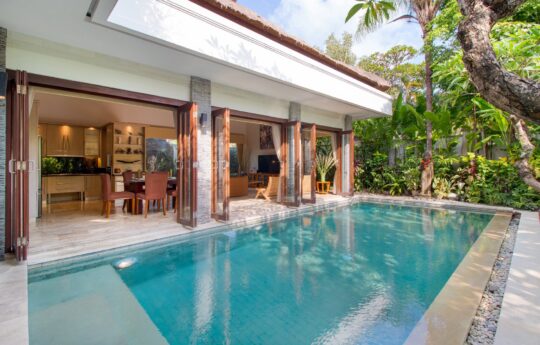 Villa Siam pool and interior views during daytime with shallow end for kids