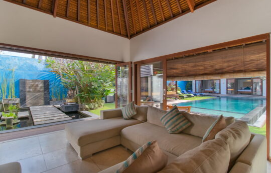 View of swimming pool from living areas at Villa Bon Bon
