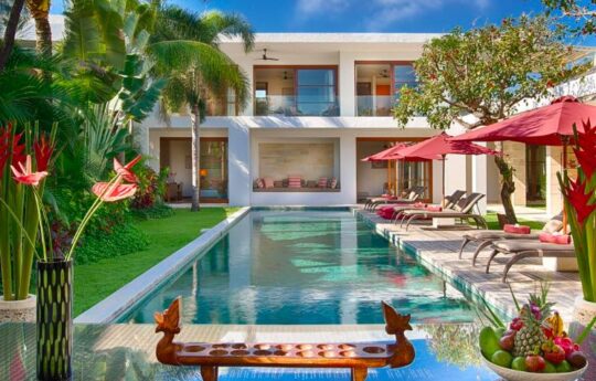 Swimming pool views with villa exterior of villa casa brio