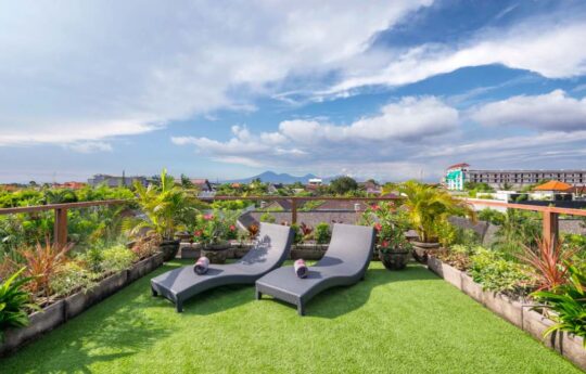 Rooftop area of Villa Kulo Seminyak with Mt Agung district views